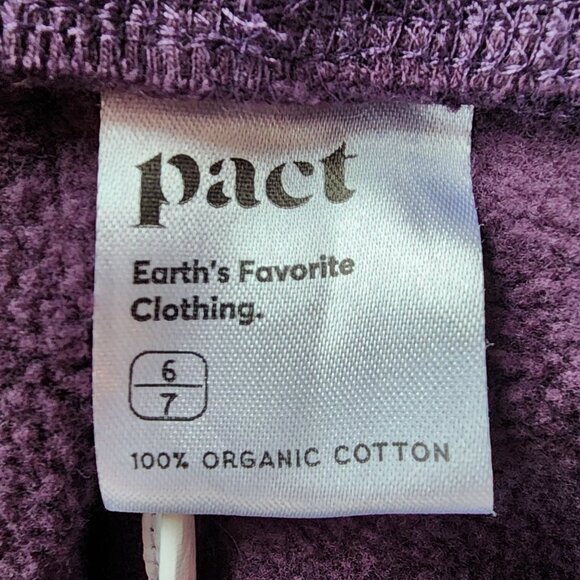 Pact Girls 6/7 Shorts Organic Cotton Pull On Sweat Shorts Purple - Picture 5 of 7